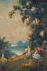 John Sloan Gordon, Untitled - The Garden Party, oil on wood
