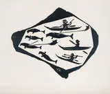 Joe Talirunili, Hunting Whales #16/30, 1963, relief print on paper