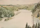 Harry Ernest Jones, North Saskatchewan River, From Leeder's Farm, Holborn, Alta., watercolour on paper