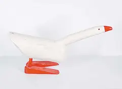 Eddie Mandaggio, Untitled - White Goose, painted wood sculpture