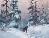 Ernest Marza, Untitled - Bringing in the Wood, oil on canvas