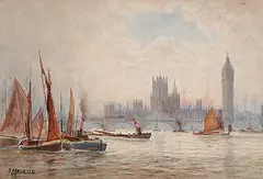 Jacques Maurice, Untitled - On the Thames, watercolour on paper