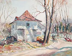 James McCorkindale, Untitled - Cottage Scene near Melbourne, Quebec, watercolour on paper