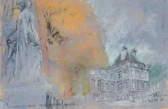 Anne d'Autriche Reine de France 1601 - 1666 [Luxembourg Palace] by Joseph Francis Plaskett, 1955, pastel on paper, sold Dec 2002