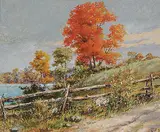 William Harvey Sadd, On Long Island, Thompson's Farm, oil on paper board