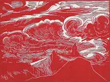 Storm - BJ Highway by Margaret Shelton, 1945, lino block on paper, sold Dec 2002