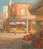 Donald Besco, Kensington Mkt., Spring Morning, oil on canvas