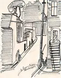 Fritz Brandtner, Montreal Back Lane, ink on paper