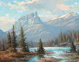 Duncan MacKinnon Crockford, Untitled - Castle Mountain and Bow River
