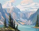 Lake Louise by Duncan MacKinnon Crockford, oil on hard board, sold Apr 2002
