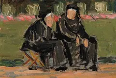 Clarence Alphonse - Attributed Gagnon, Dans le Jardin d'Luxembourg, 1912, Paris, oil on panel