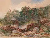Untitled - the Pioneers by Otto Reinhold Jacobi, watercolour on paper, sold Apr 2002