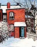 John Kasyn, Backyard in Midday Sun [Seaton St.], oil on hard board