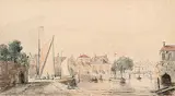 Charles Leickert, Untitled - European Canal Scene, watercolour on paper