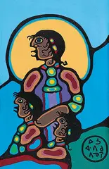 Norval Morrisseau, Artist and Sons, acrylic on canvas