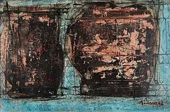 Ancient Vases by Herbert Johannes Joseph Siebner, 1962, mixed media on paper, sold Apr 2002