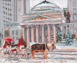 Lucienne Boucher Zegray, Place d'Armes, Montreal, 2000, pastel on paper