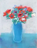 Walter Joseph Gerard Bachinski, Anemones in Chinese Vase, 1985, pastel on paper