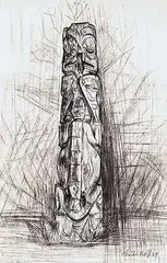 Alistair Macready Bell, Untitled - Totem Pole, 1959, graphite on paper