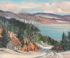 Sydney Berne, Untitled - Homestead in the Laurentians, oil on canvas board