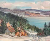 Sydney Berne, Untitled - Homestead in the Laurentians, oil on canvas board