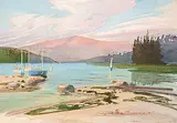 James Blomfield, Untitled - Boats at Rest, watercolour on paper