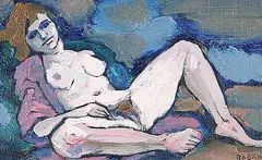 Nude by Bruno Bobak, oil on canvas board, sold Apr 2002