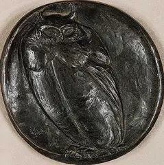 Untitled - Owl Medallion by Dora de Pedery-Hunt, 1964, bronze sculpture, sold Apr 2002