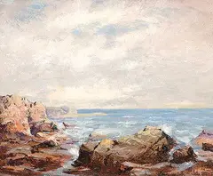 John Powell Hunt, Untitled - Ocean Surf, oil on hard board