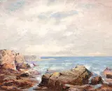 John Powell Hunt, Untitled - Ocean Surf, oil on hard board