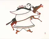Pudlo Pudlat, Amatuatuq #43/50, 1990, colour stone cut and stencil on paper