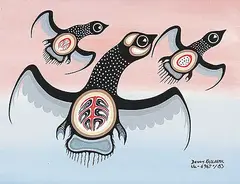 Dennis Kakegamic, Untitled - Mother and Offspring, 1983, acrylic on canvas board
