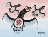Dennis Kakegamic, Untitled - Mother and Offspring, 1983, acrylic on canvas board