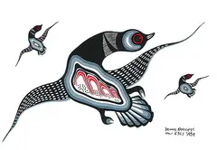 Dennis Kakegamic, Untitled - Three Birds, 1984, gouache on paper