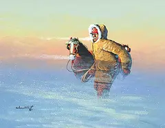 Ken Lonechild, Too Cold to Work, 1996, acrylic on canvas