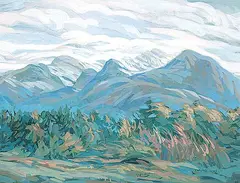 Wang Kui, Untitled - Foothills Scene, gouache on paper