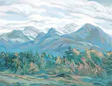 Wang Kui, Untitled - Foothills Scene, gouache on paper