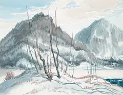 Murray William MacDonald, Untitled - Winter Snow Scene, watercolour on paper