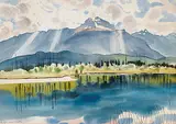 Rafał Malczewski, Mount Beggie, Alberta, 1945, watercolour on paper