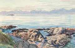 William Maltman, Freighter Carrier - 5 A.M. Juan de Fuca St., 1970, watercolour on paper
