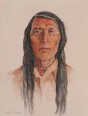 John Semers Perry, Untitled - Portrait of Chief Poundmaker, pastel on paper