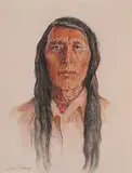 John Semers Perry, Untitled - Portrait of Chief Poundmaker, pastel on paper