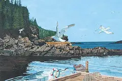 Ed Roche, Afternoon at Bauline, 1982, watercolour on paper