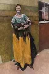 Maggie Schmidt, Untitled - Chicken Lady, 1978, oil on hard board