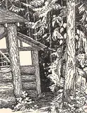 Charles Hepburn Scott, Forest Barn, ink on paper
