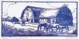 Margaret Shelton, Barn West of Calgary, 1978, lino block on paper