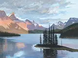 Jean Davenall Turner, Maligne Lake, Jasper, Alberta, 1993, acrylic on paper board