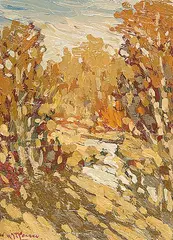 Halfred A. Tygesen, Untitled - Forest Stream, 1978, oil on hard board