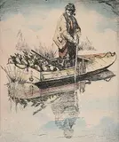 Leonard Watson, An Early Start, hand coloured etching on paper