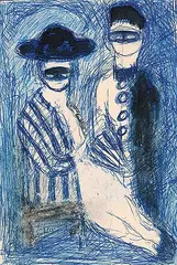 Rose Wiselberg, Untitled - The Masque Ball, ink and watercolour on paper